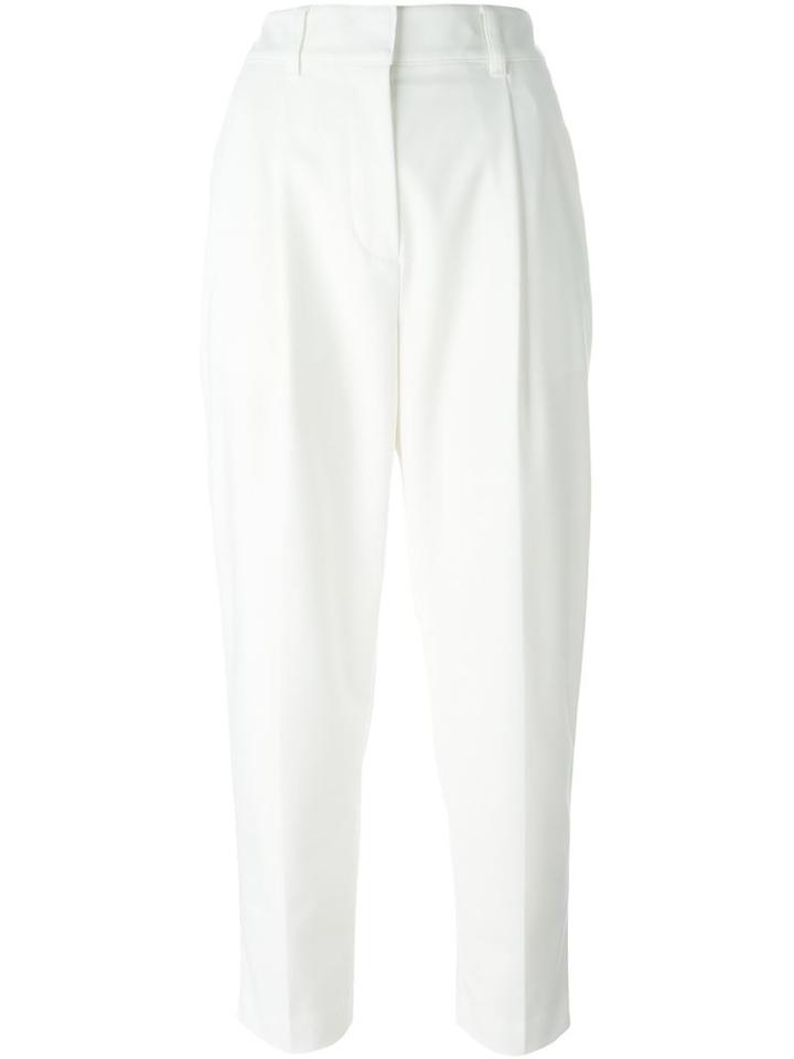 3.1 Phillip Lim Tapered Tailored Trousers, Women's, Size: 6, White, Cotton/polyamide/spandex/elastane/viscose