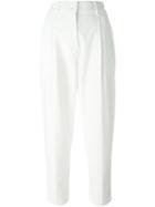 3.1 Phillip Lim Tapered Tailored Trousers, Women's, Size: 6, White, Cotton/polyamide/spandex/elastane/viscose