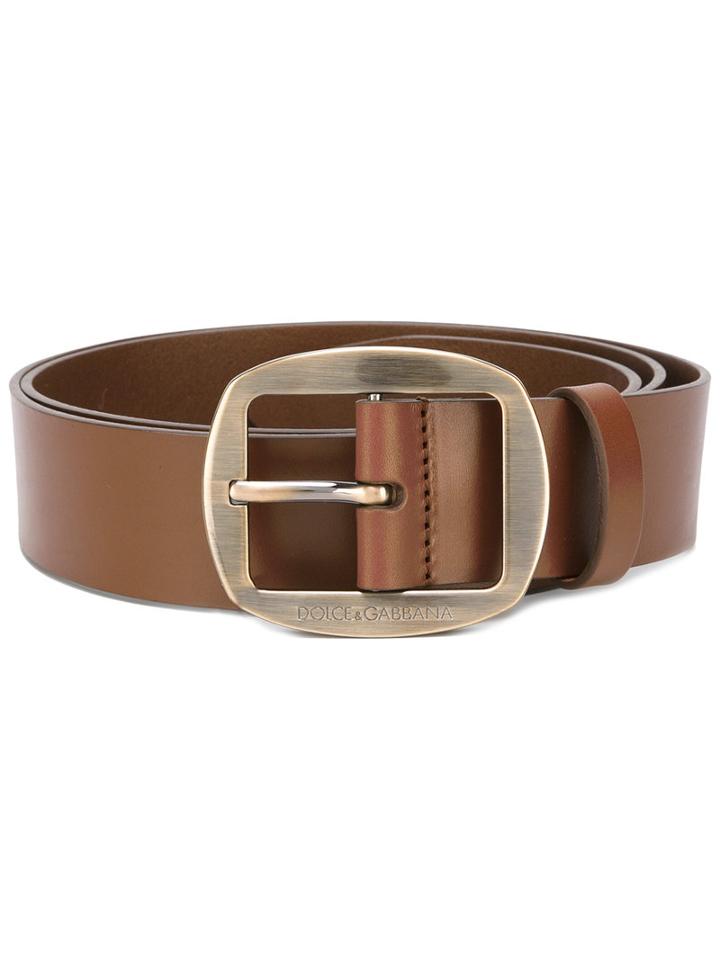 Dolce & Gabbana Buckle Belt, Men's, Brown, Calf Leather
