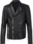 Rta Zipped Biker Jacket, Men's, Size: Large, Black, Calf Leather/cotton/polyester/spandex/elastane