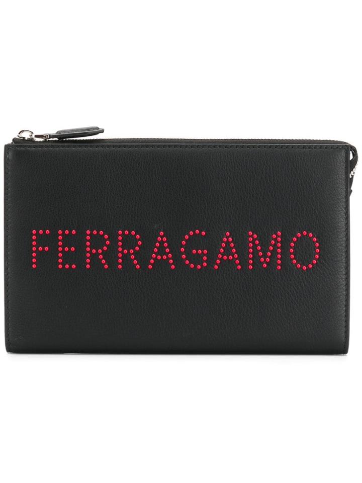 Salvatore Ferragamo Studded Logo Document Holder - Black
