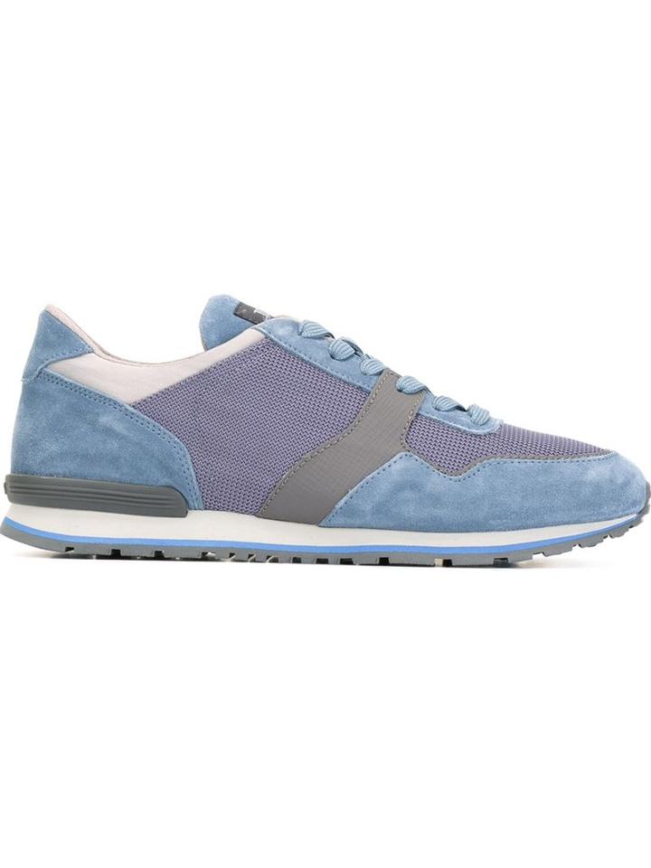 Tod S Panelled Sneakers, Men's, Size: 6.5, Blue, Suede/rubber/leather/nylon