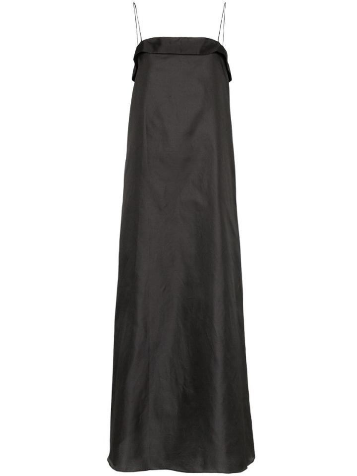 Deitas Coco Spaghetti Strap Shantung Silk Dress - Black