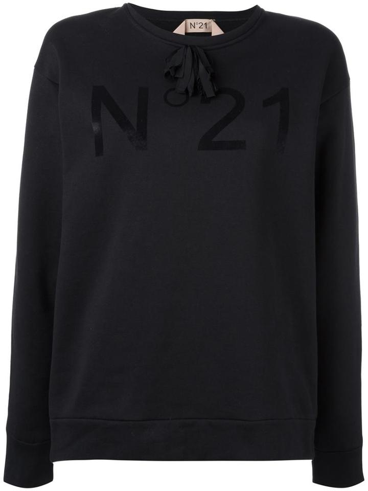No21 Logo Print Sweatshirt, Women's, Size: 42, Black, Cotton