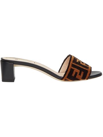 Fendi Sabots Fabric Sandals - Brown