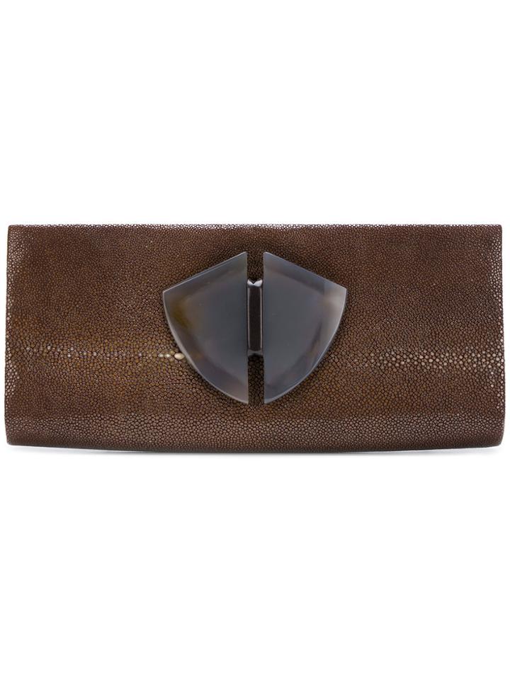 Giorgio Armani Vintage Emebellished Envelope Clutch - Brown