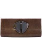 Giorgio Armani Vintage Emebellished Envelope Clutch - Brown