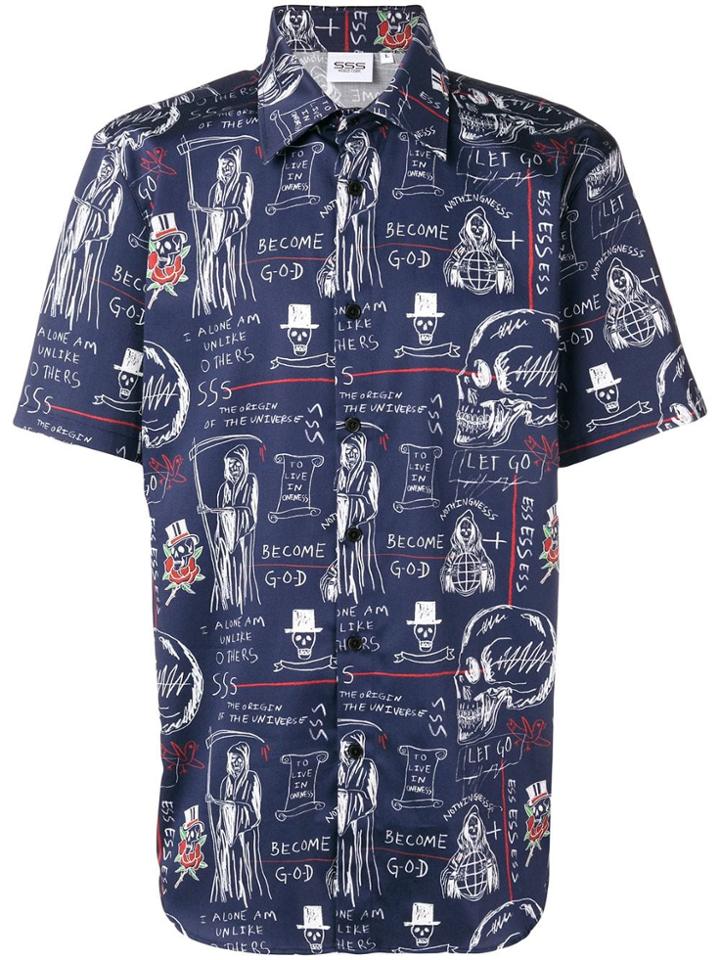 Sss World Corp Death Print Shirt - Blue