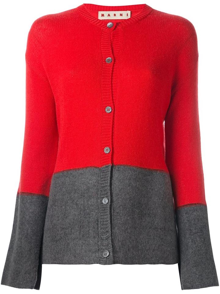 Marni Two Tone Cardigan, Women's, Size: 44, Red, Cashmere