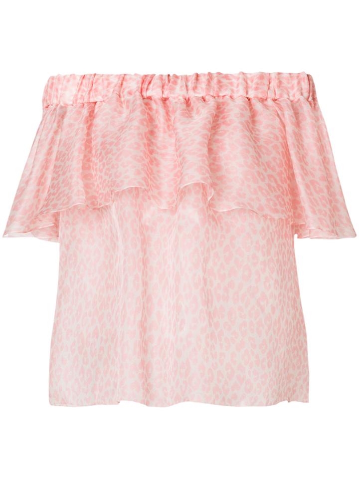 Maison Rabih Kayrouz Leopard Print Off Shoulder Top - Pink & Purple