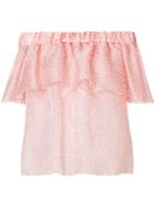 Maison Rabih Kayrouz Leopard Print Off Shoulder Top - Pink & Purple