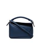 Loewe Sea Blue Puzzle Mini Top Handle Leather Shoulder Bag