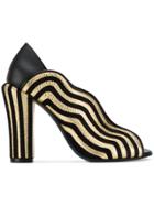 Fendi Striped Wave Mules - Black