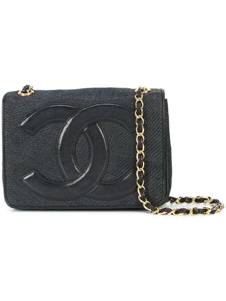 Chanel Vintage Mini Logo Shoulder Bag - Black