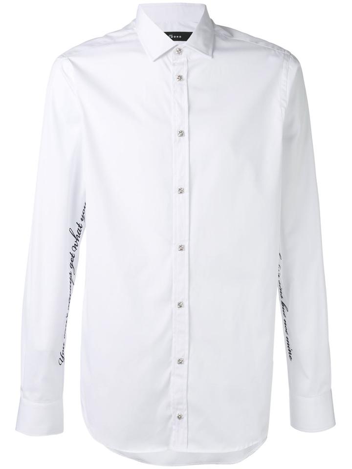 John Richmond - Embroidered Hem Shirt - Men - Cotton - L, White, Cotton