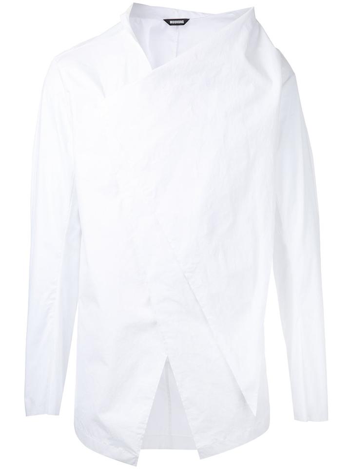 Moohong Front Draped Shirt, Men's, Size: 48, White, Cotton/spandex/elastane
