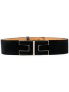 Elisabetta Franchi Adjustable Logo Waist Belt - Black