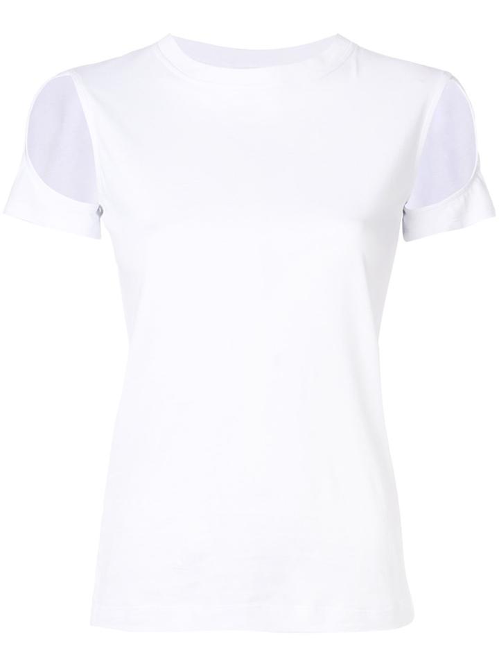 Helmut Lang Cut Out Sleeve T-shirt - White