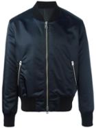 Ami Alexandre Mattiussi Zip Up Bomber Jacket, Men's, Size: Large, Blue, Polyamide/cotton/acetate/spandex/elastane