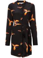 Dvf Diane Von Furstenberg Bird Print Shirt Dress - Black