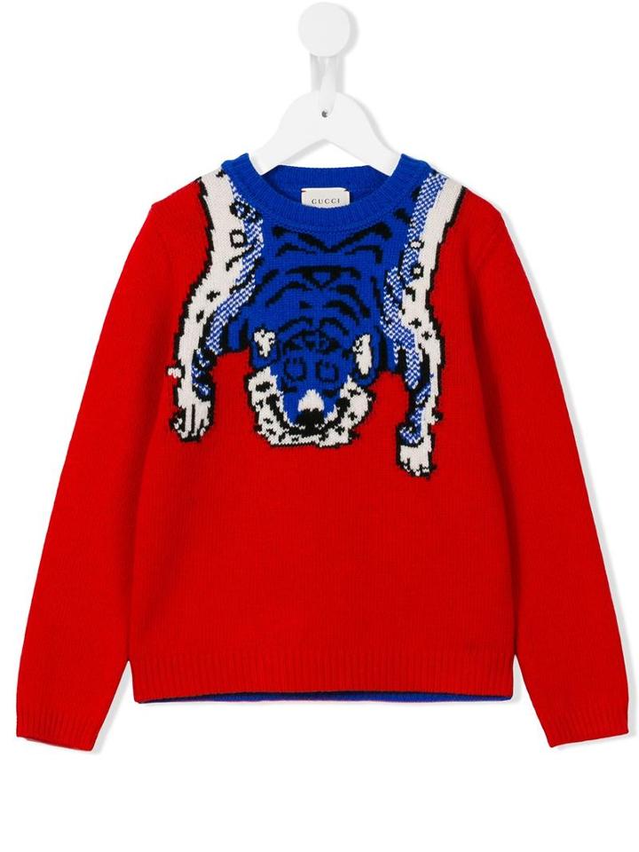 Gucci Kids Tiger Intarisa Jumper, Boy's, Size: 10 Yrs, Red