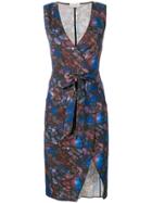 Murmur Print Wrap Shift Dress - Brown