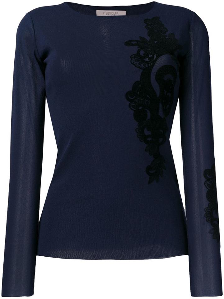 D.exterior Lace Detail Blouse - Blue