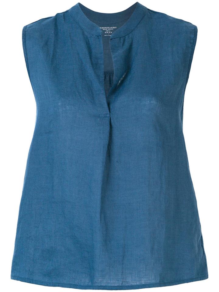 Majestic Filatures Front Slit Blouse - Blue