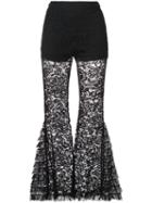 Givenchy - Lace Detail Flared Trousers - Women - Silk/cotton/viscose/polyimide - 36, Black, Silk/cotton/viscose/polyimide
