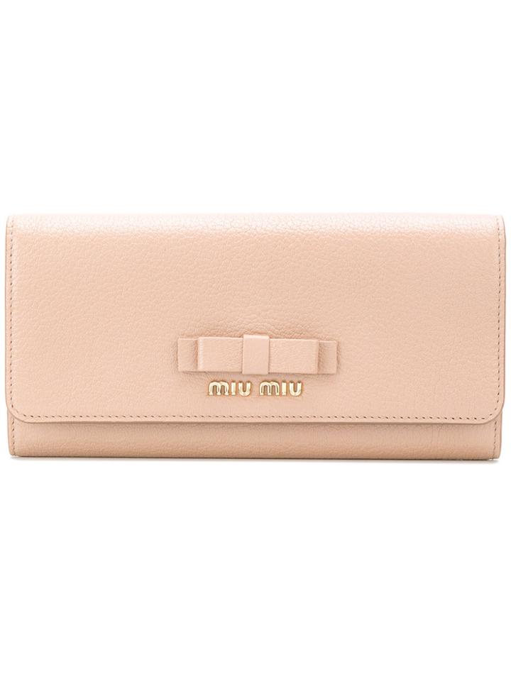 Miu Miu Bow Detail Continental Wallet - Pink & Purple