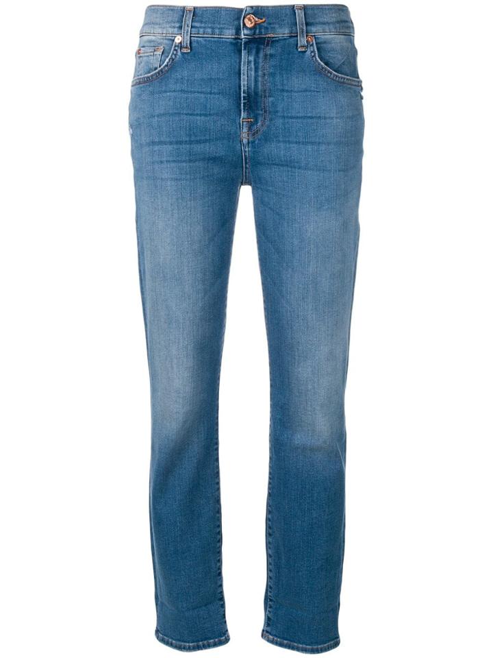 7 For All Mankind Stonewashed Slim Fit Jeans - Blue