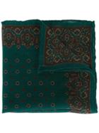 Canali Patterned Pocket Handkerchief, Men's, Green, Wool