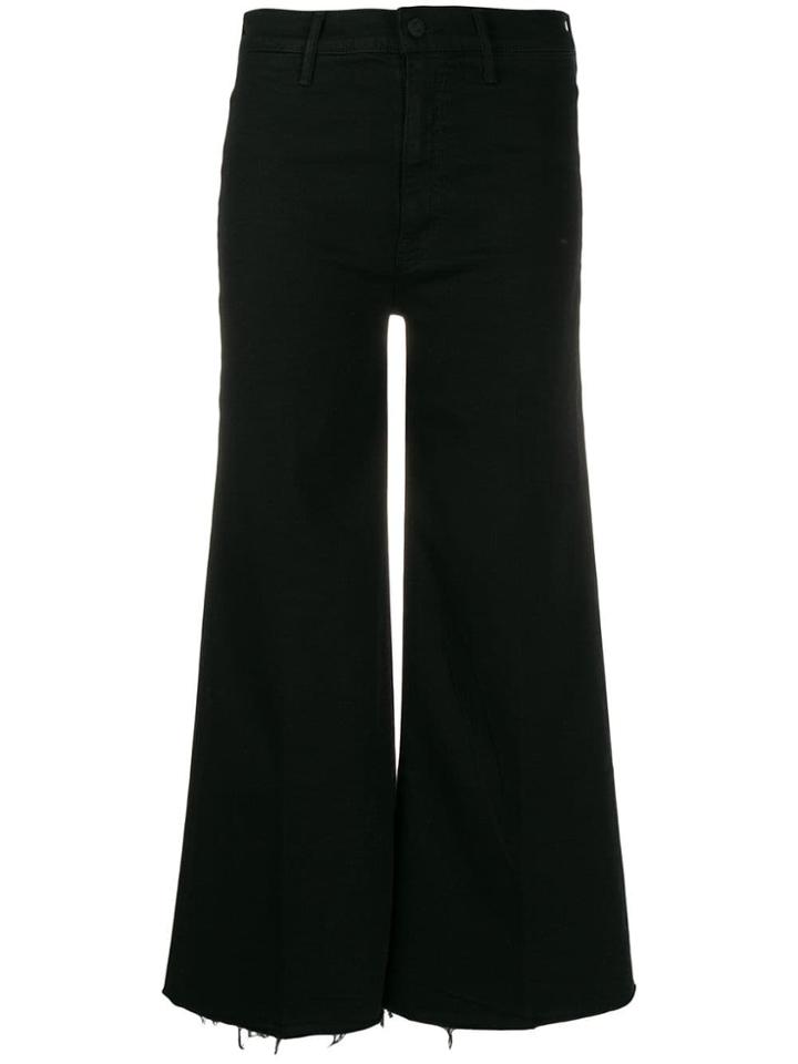 Mother Cropped Wide-leg Jeans - Black