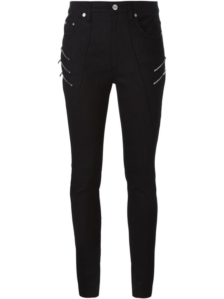 Saint Laurent Zip Detail Jeans, Women's, Size: 28, Black, Cotton/spandex/elastane