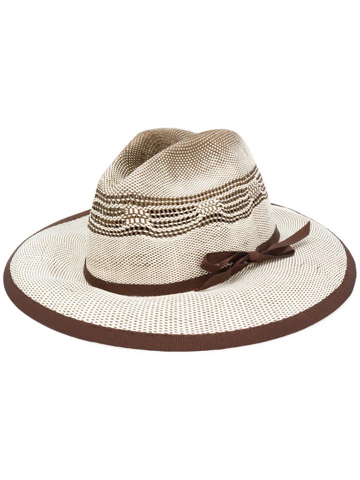Le Chapeau Contrast Brim Hat - Brown