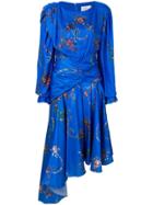 Preen By Thornton Bregazzi Floral Print Asymmetric Dress - Blue