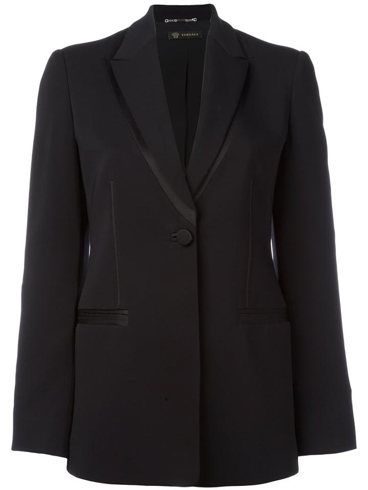 Versace - Satin-trimmed Tuxedo Jacket - Women - Silk/spandex/elastane/acetate/viscose - 48, Women's, Black, Silk/spandex/elastane/acetate/viscose