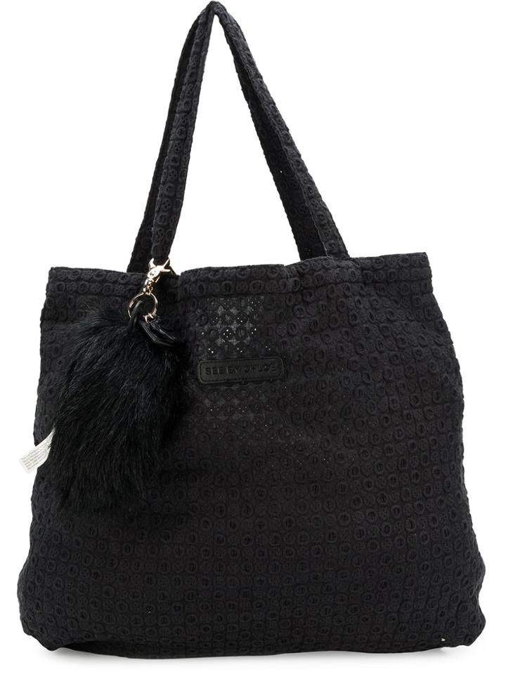 See By Chloé Pom Pom Tote Bag - Black