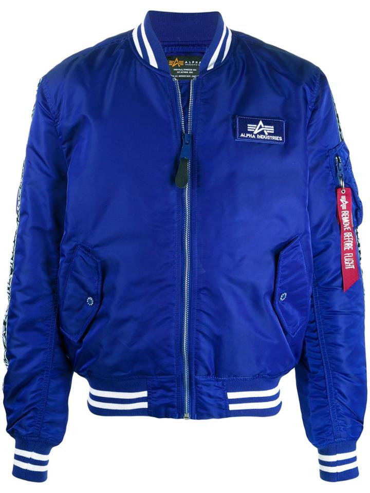 Alpha Industries Logo Patch Bomber Jacket - Blue