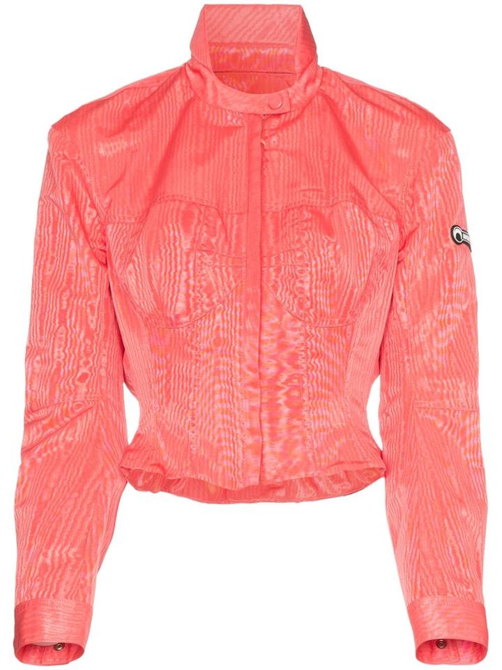 Marine Serre Cropped Biker Jacket - Pink