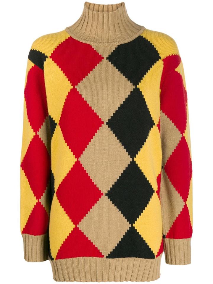 Pringle Of Scotland Graphic Argyle Roll-neck Jumper - Yellow