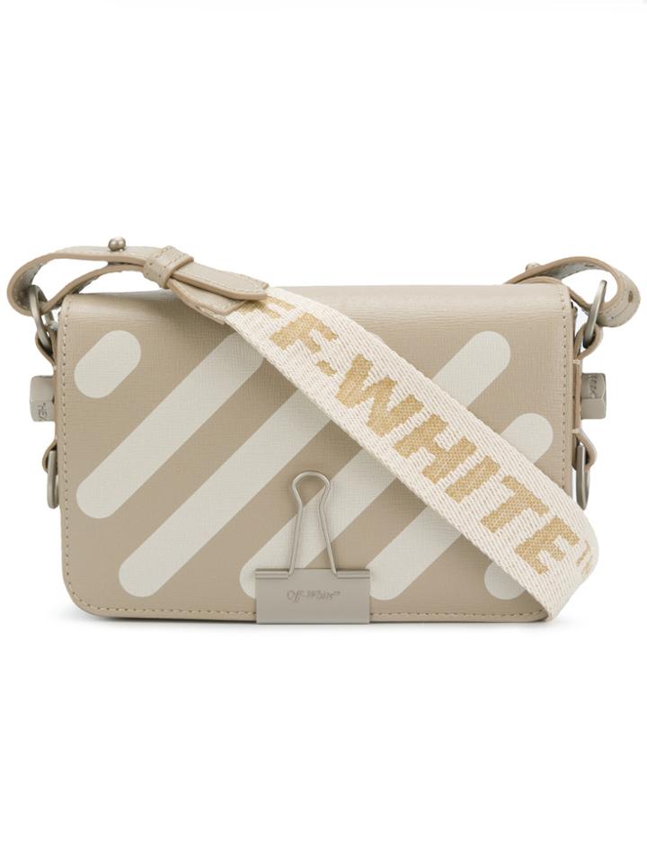 Off-white Striped Binder Clip Bag - Nude & Neutrals