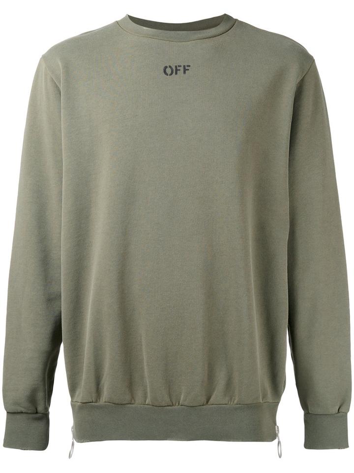 Off-white 'off' Print Sweatshirt, Men's, Size: Small, Green, Cotton