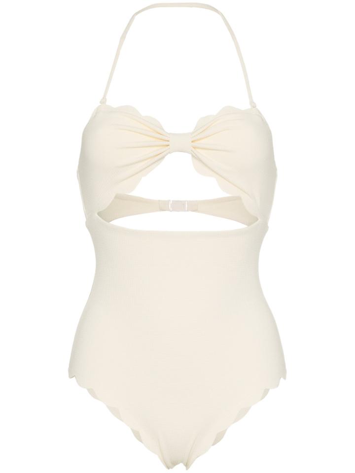 Marysia Scalloped Edge Bandeau Swimsuit - White