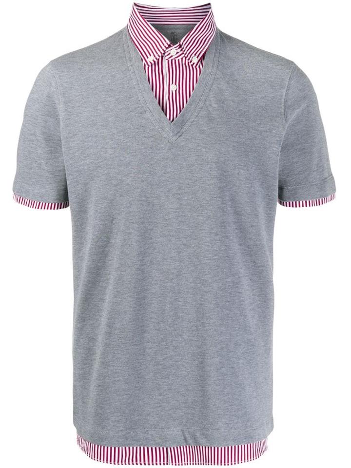 Brunello Cucinelli Two Tone Polo Shirt - Grey
