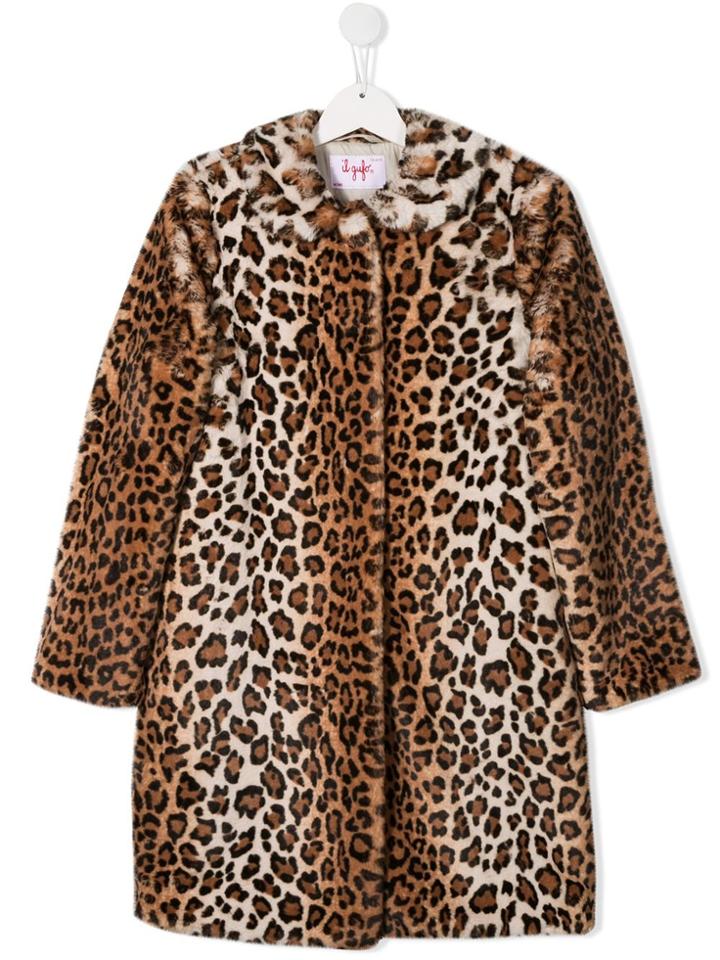 Il Gufo Teen Leopard Faux-fur Coat - Neutrals
