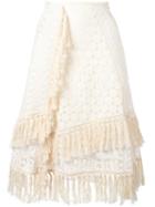 See By Chloé Crochet Layered Skirt, Women's, Size: 36, Nude/neutrals, Cotton/polyester/viscose
