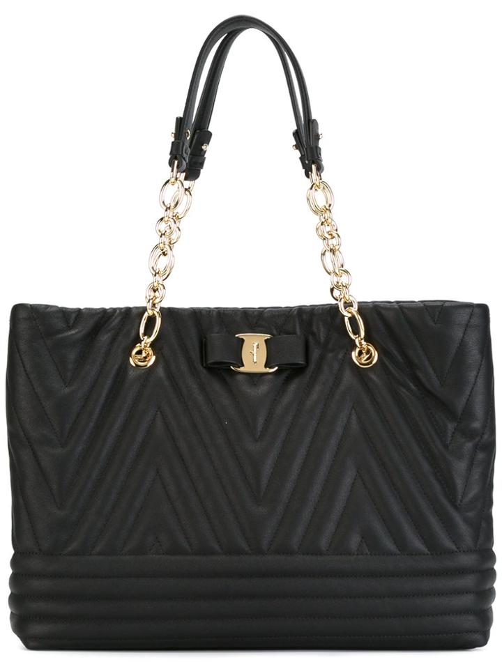 Salvatore Ferragamo Vara Quilted Tote - Black