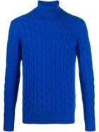 Lardini Cable Knit Roll Neck Sweater - Blue