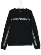 Emporio Armani Kids Long Sleeve Logo Trim Sweater - Blue